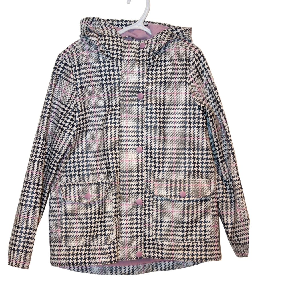Joe Fresh Kids Plaid Raincoat - Pink and Black